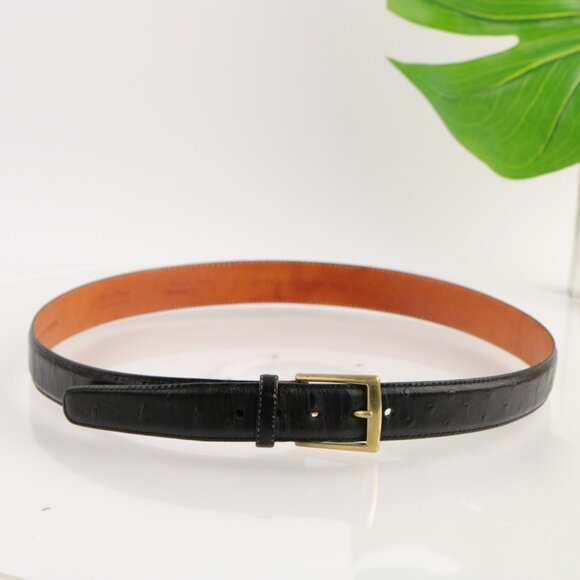 Martin Dingman Mens Belt Size 36 Black Leather Ostrich Grain Calf USA Handmade - Picture 1 of 12